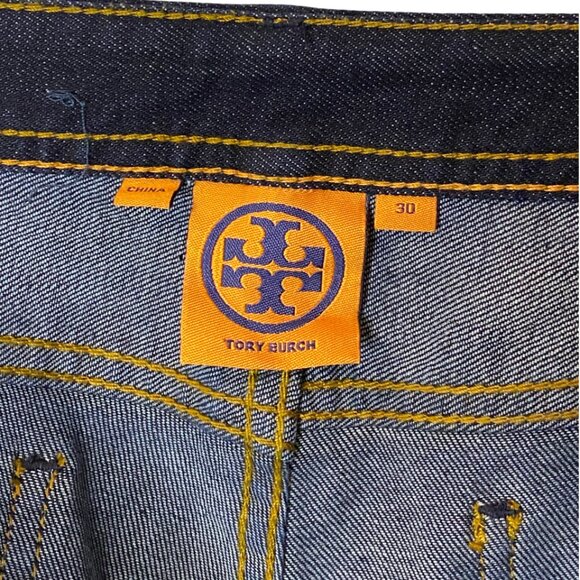 Tory Burch navy blue classic Tory boot denim jeans size 30 - Picture 8 of 9